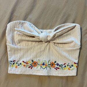 Embroidered Strapless Crop Top